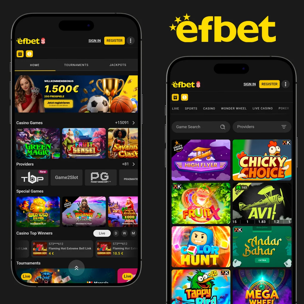 efbet auf mobilen Geräten